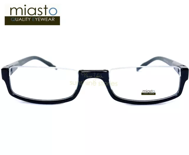 (2 Pairs) Miasto Top Rimless Rectangle Half Reader Reading Glasses +1.50 Black