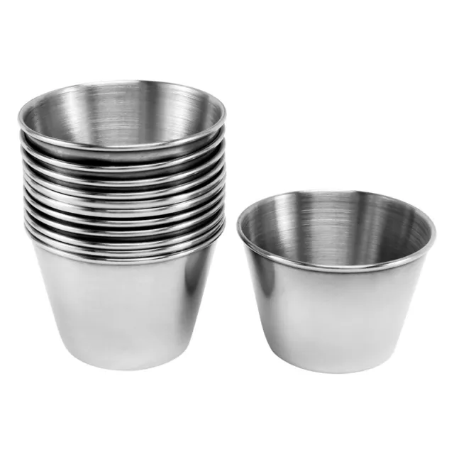 Pack of 12 - Premium Brushed Stainless Steel Condiment Sauce Cups Spices Po J6M5