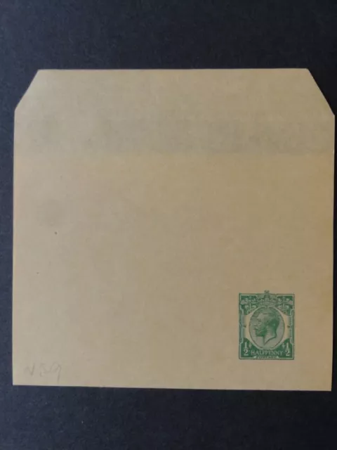 King George V 1/2d Green Prepaid WRAPPER / ENVELOPE - Unused 3-1/4" x 4.5"