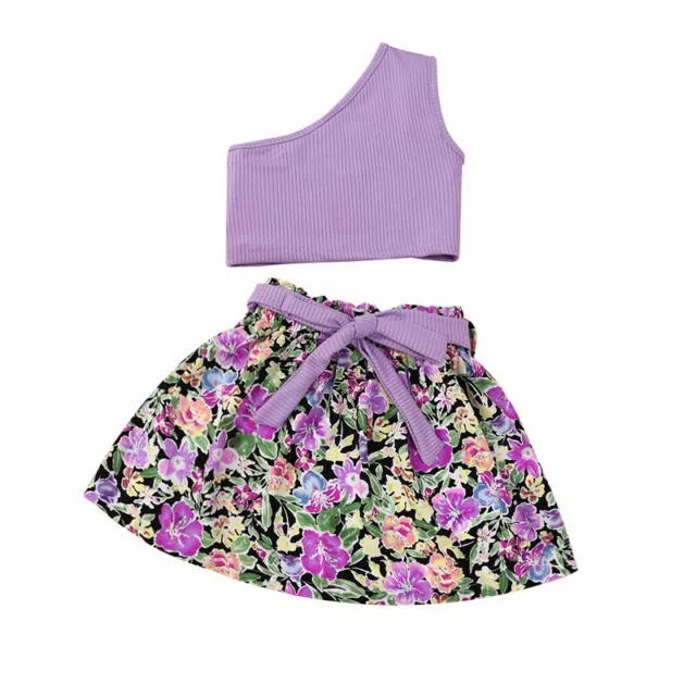 2PCS Toddler Kids Baby Girls Clothes T-shirt Tops+Shorts Skirts Outfits Set