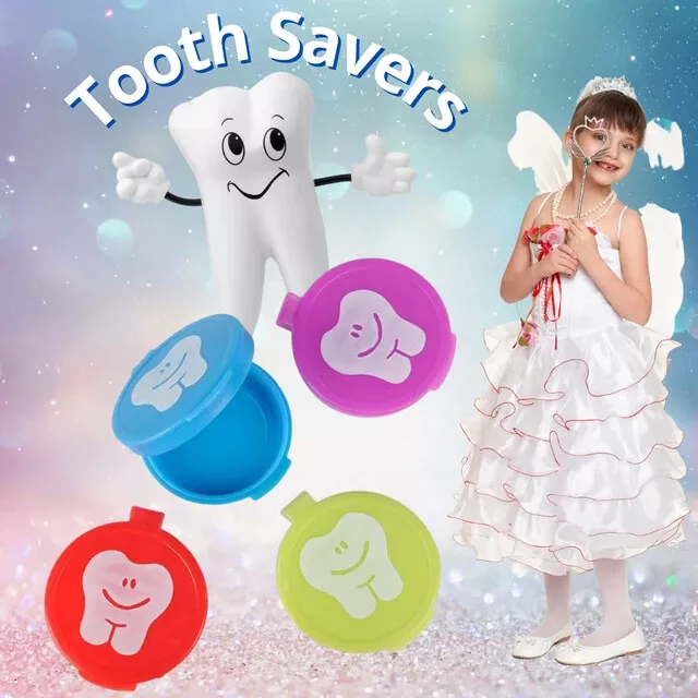 Tooth fairy Kids Round Tooth  Saver  lost Tooth, Container holder Box X 1