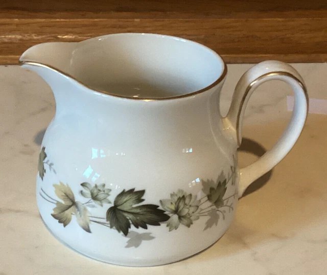 Royal Doulton Larchmont Green Leaf Pattern Milk Jug / Creamer - Excellent