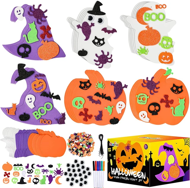Max Fun Halloween Foam Stickers Pumpkin Ghost Witch Hat Craft Kits 200 Pcs New