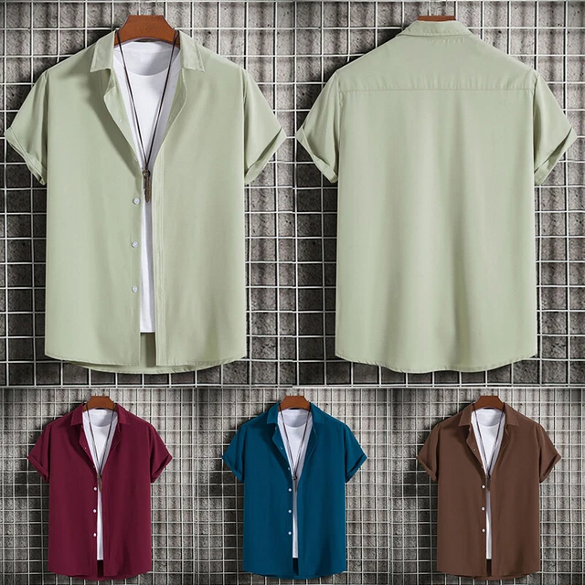 Camicia A Maniche Corte Da Uomo Camicia Da Spiaggia Camicetta Casual ☽