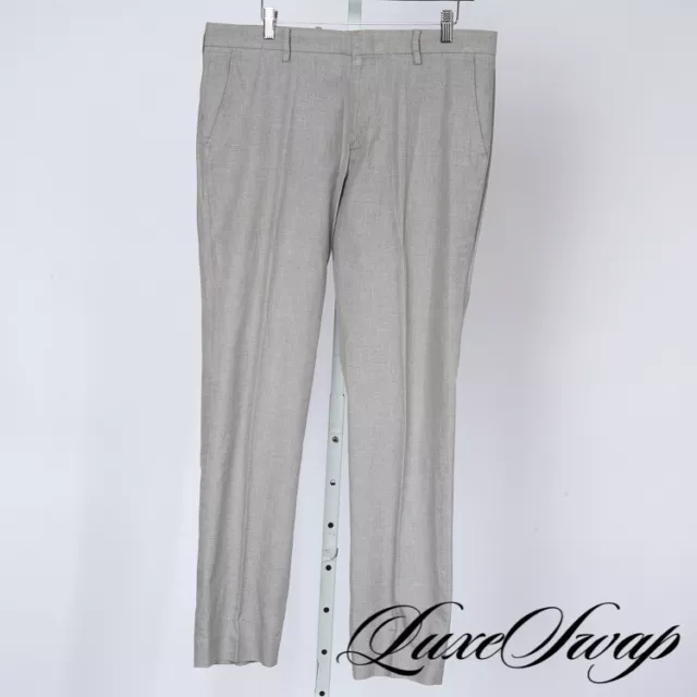 MODERN ESSENTIAL J. Crew Bowery Fit Solid Pale Grey Chambray Spring Pants 34 NR