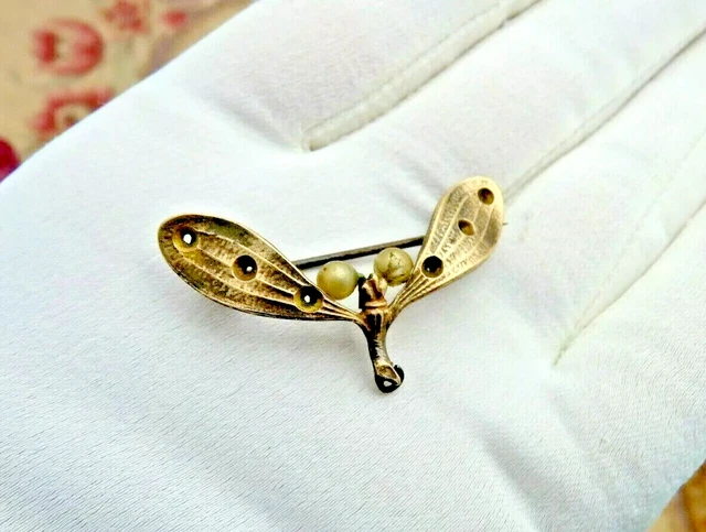 Broche Ancienne Style Art Déco - Monture Laiton Argenté - Bijou Fantaisie Occasion - France