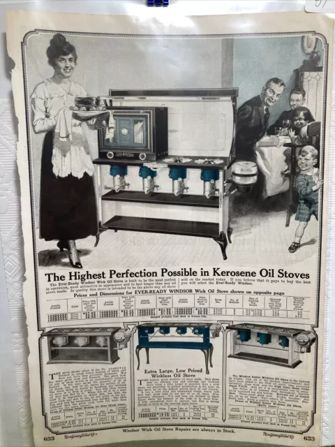 1918 Antique Montgomery Ward Catalog Page Windsor Kerosene Stoves Ovens