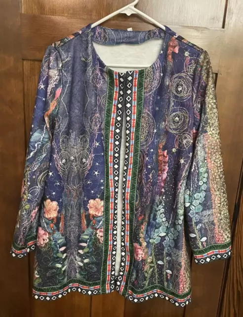Woman's Long Sleeve/ Open Front Cardigan Floral Size Xl