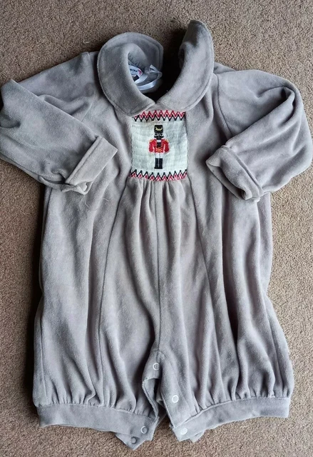 Two rompers Aurora Royal and Jojo Maman Bebe 6 -9 months, cotton/velvet