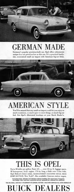 Opel Record 2-Door Rekord GERMAN CAR Available at Buick Dealers 1959 Magazine