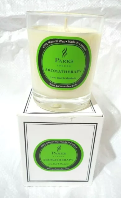 Parks London Aromatherapy One Wick Candle Lime Basil Mandarin White Square Box