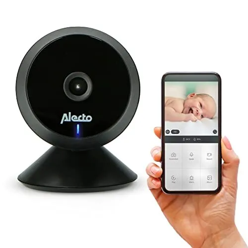Alecto Video Babyphone mit Kamera und WiFi/WLAN - SMARTBABY5BK Video Baby Monito