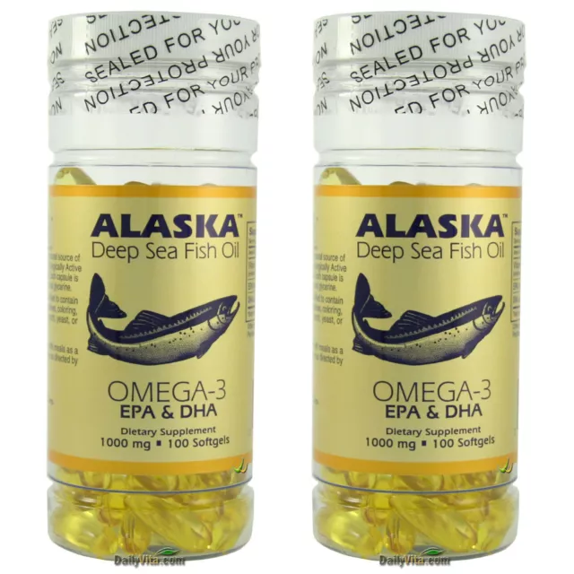 2 x Aceite de pescado de aguas profundas dorado de Alaska NCB 1000 mg 100 SG fresco envío gratuito