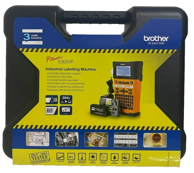 Brother PT-E300VP Industrielles Beschriftungsgerät Schriftband,  Akku + Koffer