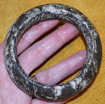 Rare Antique Bangle Dogon Carved Stone Tribal Bracelet Excavated In Mali, Africa