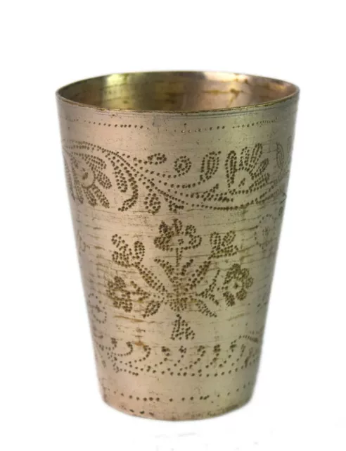 Decorative Floral Hand Embossed Indian Brass Kitchen Water/Milk Glass G66-922