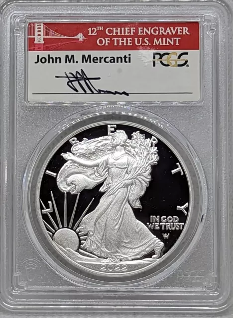2022 W Silver American Eagle Advanced Release PCGS PF70 DCAM Mercanti Signature