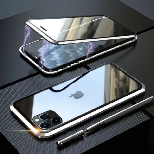 Coque en verre à adsorption magnétique 360  pour iPhone12 11 Pro Max Xs X 7 8 SE