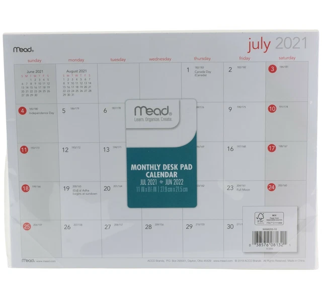 MEAD 2021 2022 Monthly Desk Pad Calendar 11" x 8.5" 12.45 PicClick