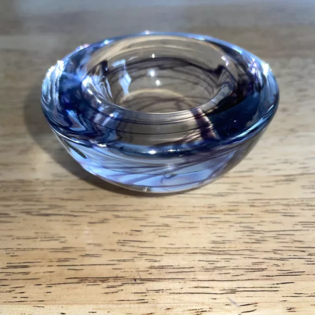 Kosta Boda Sweden Atoll Swirl  Blue  Votive Candle Holder Anna Ehrner Tealight