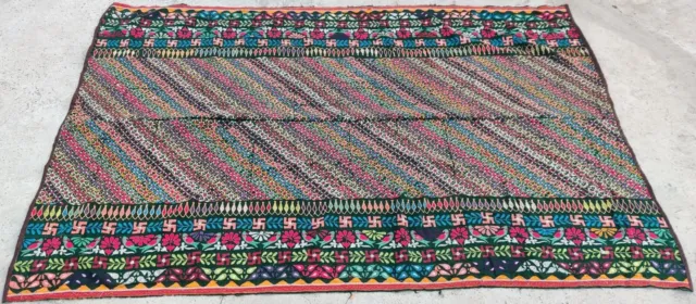 78" x 50" Vintage Rabari Boho Embroidery Ethnic Tapestry Tribal Wall Hanging