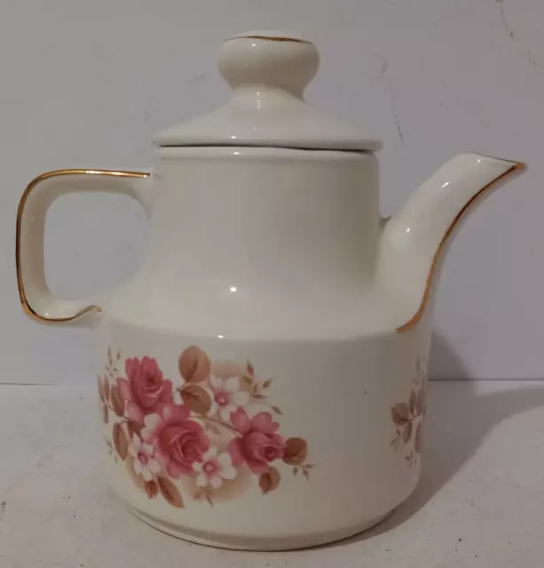 Carrigaline Pottery Co. Ltd Ireland Tea pot coffee pot White with pink dog roses