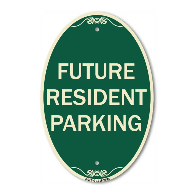 Designer Series Oval - Future Resident Parking Green & Tan Heavy-Gauge Aluminum