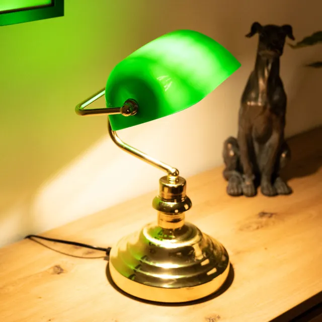 Stile Nostalgico LED Lampada Banchiere da Scrivania Studio H 36 CM 6,5W Ottone