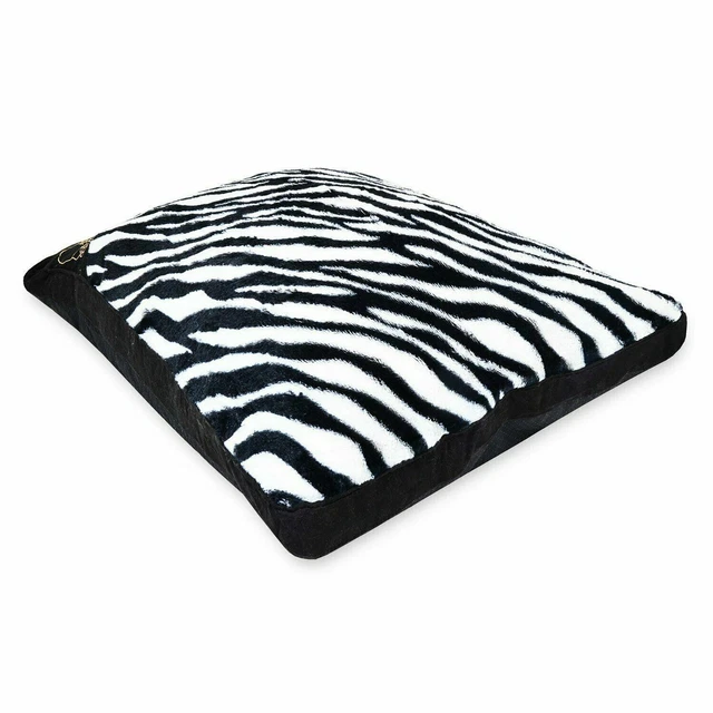 Medium  Fur Dog Bed -Pet Washable Zipped Mattress Cushion Zebra