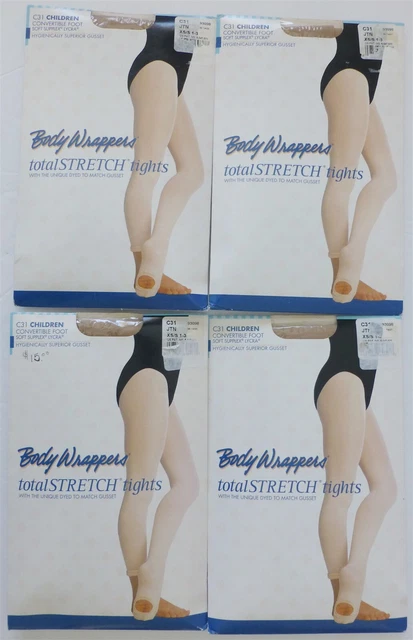 LOT 4 NIP Body Wrappers C31 JTN XS/S 1-3 Convertible Foot Tights Supplex+Lycra
