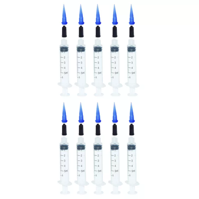 Syringes 5ml Dispensing Tips and Adhesives Glue Craft Bll 22G Caps Pack of 10