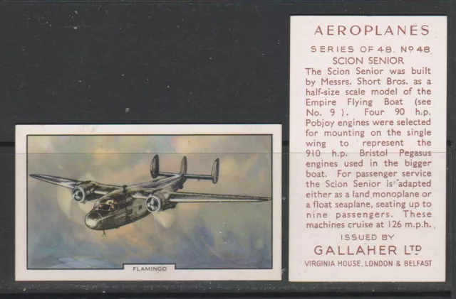 CIGARETTE CARDS Gallaher 1939 Aeroplanes - complete set