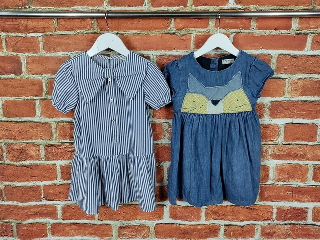 Girls Bundle Age 2-3 Years Next River Island Short Sleeve Dress Set Denim 98Cm