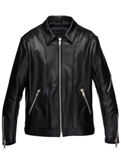 CLASSIC BLACK LEATHER Jacket For Men's Made With Real Leather Pure ...