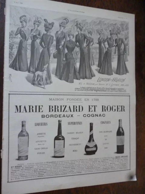 MARIE BRIZARD + london fashion publicité papier ILLUSTRATION 1900