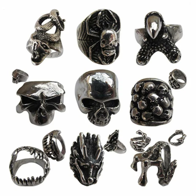 Bague Chevalière Homme Grande Taille 66 - Motif Vautour/crâne/mort/désert - Argentée - Neuf Sans Emballage