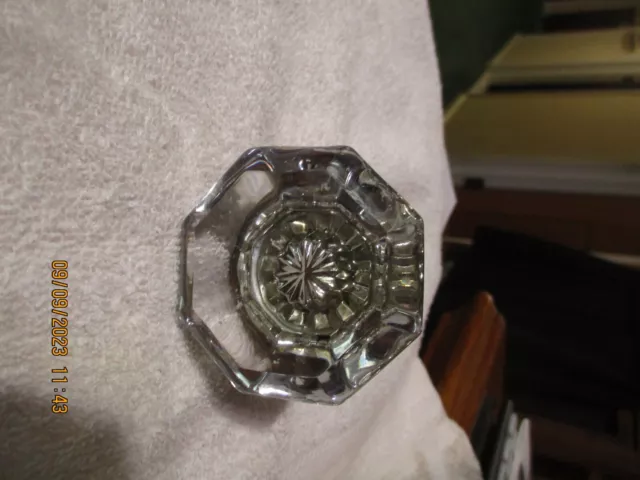 Antique 8 Point Octagon Crystal Glass Door Knob  CLOSET KNOB ONE CLOSET KNOB