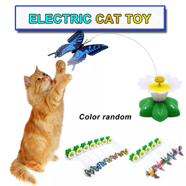 Pet Cat Electric Rotating Butterfly Bird Flying Rod Teaser Wand Kitten Play Toys