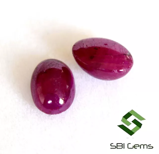 Certified Natural Ruby Oval Cabochon Pair 7x5 mm 2.31 CTS Unheated Gemstones