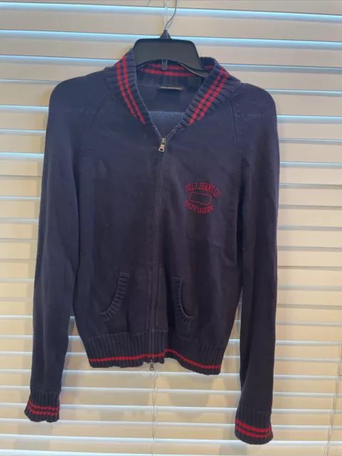 Polo Jeans Co Ralph Lauren Full Zip sweater, Navy, Preowned