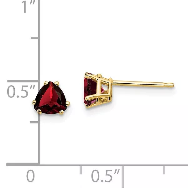 14K YELLOW GOLD 5mm Trillion Garnet Stud Earrings $232.00 - PicClick