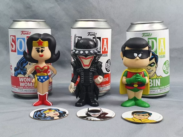 Wonder Woman Batman Who Laughs Robin Funko Vinyl Soda Figure Bundle DC