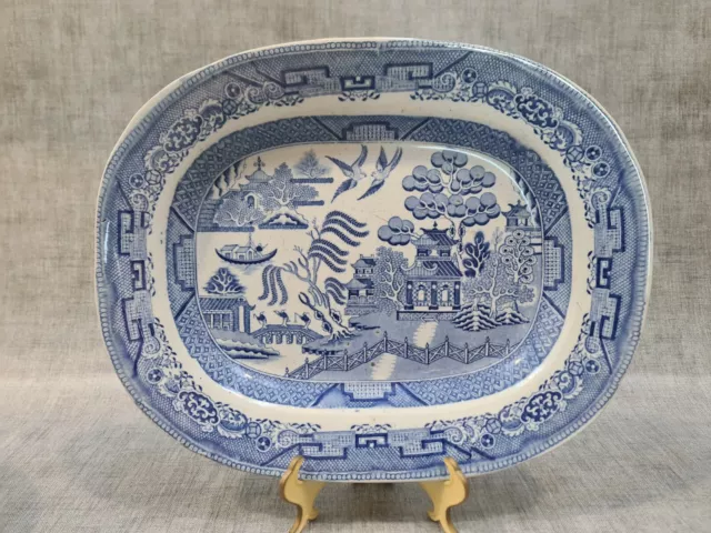 Antique Blue & White Transfer Ware Willow Pattern Platter ##228