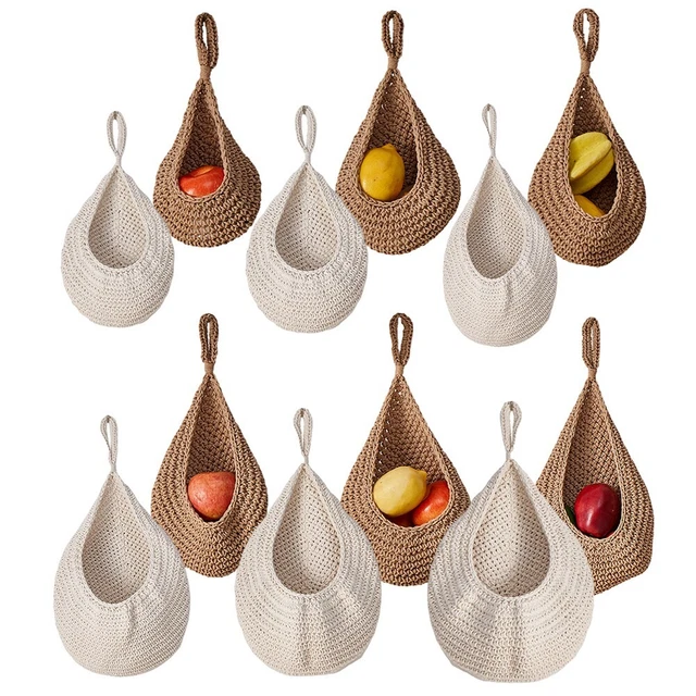 Paniers Muraux En Jute Coton - Rangement Légumes Fruits - Design Respirant Écologique - Fait Main - Plusieurs Tailles