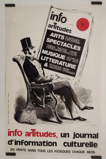 Info artitudes Circa 1980 Affiche Originale Spectacle Presse Publicité