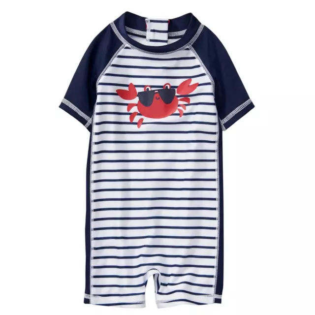 NWT Gymboree Baby Boys Rash Guard Swimsuit Swim Shop Crab UPF 50+