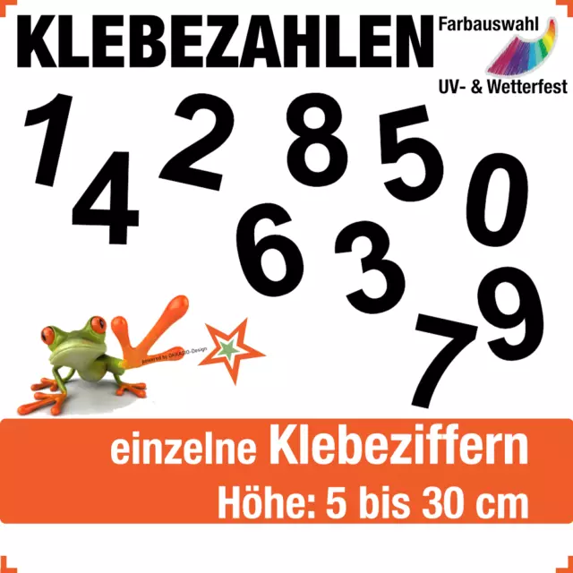 NEU Selbstklebende Zahlen Ziffern Höhe 5-30 cm - Hausnummer Klebezahl - glanz