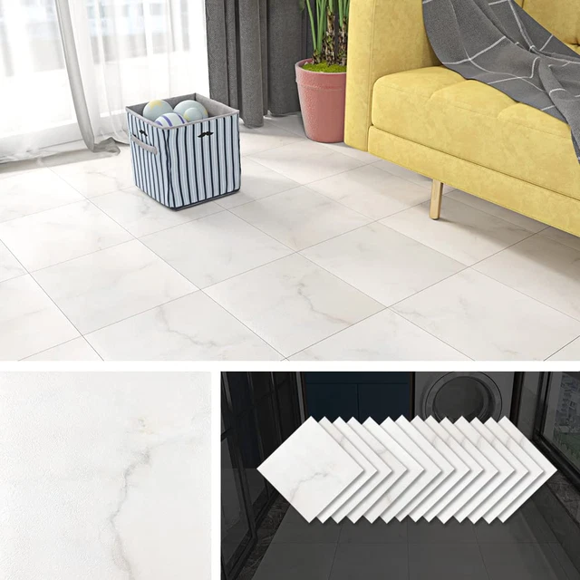 Piastrelle Adesive Pavimento Piastrelle Adesive PVC 30x60cm - Pavimento Autoadesivo Bianco Per Bagno, Cucina E Soggiorno Piastrelle Autoadesive - 3