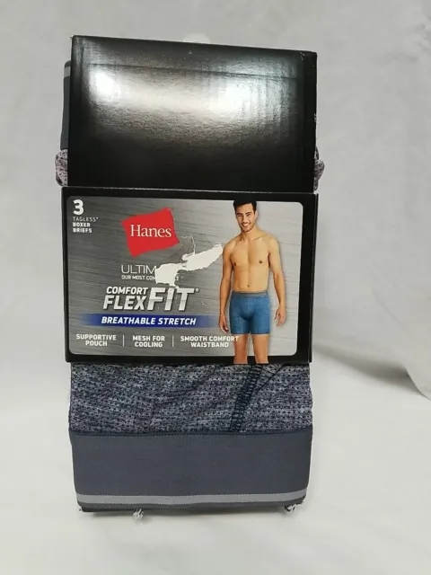 Hanes Men's Comfort Flex Fit Boxer Brief Pack, Supportive Pouch, 3-Pack