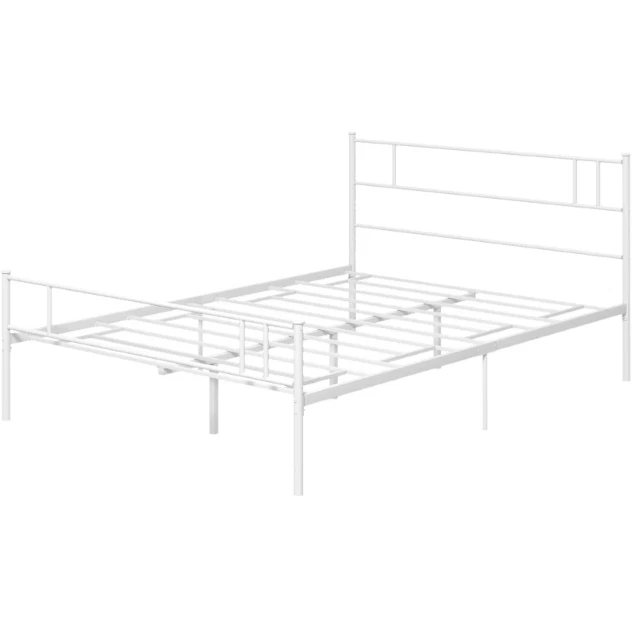 DOUBLE METAL Bed Frame Solid Bedstead Base with Headboard and